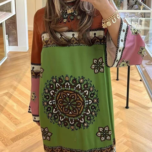 Abito a maniche lunghe stampato da donna |   Abito casual a taglio dritto con scollo rotondo <span class=keywords><strong>per</strong></span> <span class=keywords><strong>tutti</strong></span> i giorni, l'ufficio e il tempo libero - Product Image 3