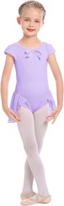 Body da <span class=keywords><strong>ballerina</strong></span> per bambine in cotone a maniche corte con fiocco e gonna tutù in chiffon a rete per danza e ginnastica - Product Image 2