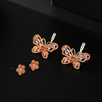Joyería de Moda, Lindos Pendientes de Mariposa con Circonita Cúbica, Joyería para Mujer