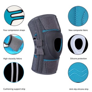 Knee Brace For Sports And Fitness Gray Blue Unisex With Open Patella Design And Adjustable Support Straps - Product Image 3