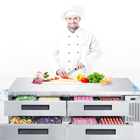 Meja Kerja Kulkas Chef Base Komersial dengan Laci Pendingin, Bahan Stainless Steel, Ukuran 36/48/52/60/72 Inci