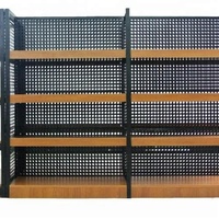 Étagère de présentation en bois sur mesure, rayonnage de supermarché à double face en métal
