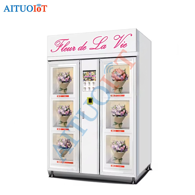 Smart Flower Vending Locker 6 Boxes Refrigerated Cooling: 5-20℃, with Humidification 10.1" Android System Flower Vending Machine
