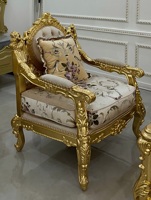 Fauteuil individuel turc Miranda, mobilier de luxe européen de style cour française, design sculpté en tissu, éponge haute densité, une place