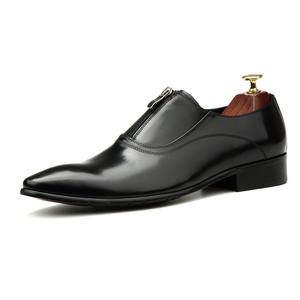 Zapatos casuales de negocios de cuero genuino para hombres de estilo británico a la moda con cremallera superior punta cerrada antideslizante Primavera/Verano - Product Image 4
