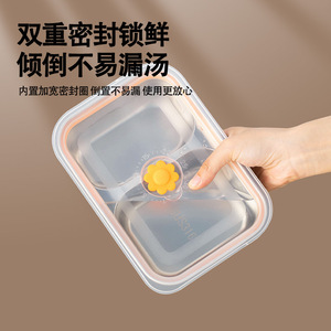 Stainless Steel Food Storage <b>Container</b> With PP Lid Rectangle Airtight Freezer Safe Lunch Box For Meal Prep - Product Image 3
