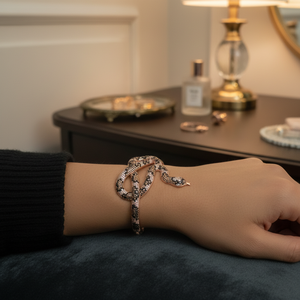 Rose Gold P. 925K Sterling Silver Micro Pave Cz Diamond Leopard Snake <b>Bangle</b> <b>Bracelet</b> - Product Image 3