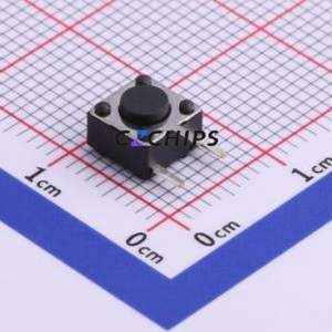 K2-1102DE-A4SW-04 Tactile Switch Bent Lead Through Hole-3P,6x6mm Switch 2.5N Right Angle Insert 6mm 6mm - Product Image 1