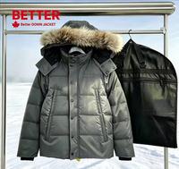Manteau d'hiver pour homme de style classique, de haute qualité, chaud, coupe-vent, avec fourrure de coyote véritable, parka en duvet d'oie