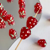Perles en acrylique peintes à la main, motif goutte d'huile, trou droit, en forme de fraise, pour accessoires de chaîne de téléphone et collier DIY, perles en vrac, vente en gros