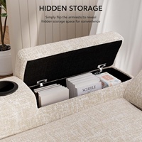 Sofá Cama en Forma de L de 82 Pulgadas con Respaldo Reclinable, Chaise Longue Reversible con Almacenamiento, Sofá de 3 Plazas para Sala de Estar |   Portavasos con Bolsillo Lateral |