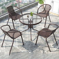Ensemble table et chaises minimalistes d'extérieur, avec dossier, idéal pour les loisirs quotidiens sur les balcons et les lieux en plein air