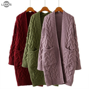 Suéter <span class=keywords><strong>Cárdigan</strong></span> <span class=keywords><strong>Largo</strong></span> de Punto con Abertura Frontal para Mujer, Moda Otoño-Invierno, Venta al Por Mayor - Product Image 1