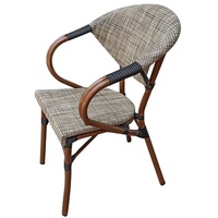 Chaise de bistrot d'extérieur avec structure en aluminium et tissu Teslin, finition imitation bois, pour restaurant, café, terrasse
