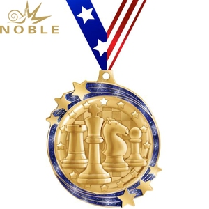 Médaille de compétition d'échecs en or de haute qualité pour enfants en stock - Product Image 3