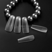 Pointes d'ongles artificielles longues en forme de cercueil, 15 tailles, ultra-fines, avec cuticule pré-polie, finition mate complète, en gel souple pour salon