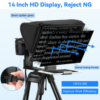 Téléprompteur professionnel pliable T14 PRO à grand écran pour smartphone, appareil photo reflex numérique, enregistrement vidéo en direct
