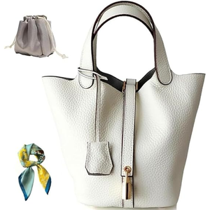 Sac cabas minimaliste pour femme, couleur unie, en microfibre, cuir synthétique, fermeture à fermoir, toutes saisons, usage quotidien - Product Image 2