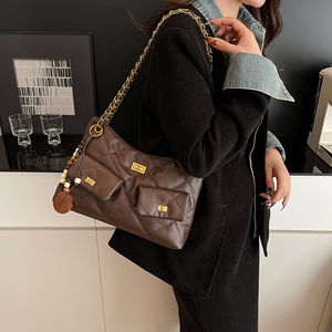 Bolso de Mano de <span class=keywords><strong>Moda</strong></span> para Mujer, Bolso Bandolera de Cuero PU Suave con Diseño Clásico de Rejilla de Diamantes, Bolso de Hombro con Cadena para Mujer - Product Image 6