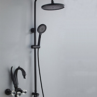 Kuningan Gaya Eropa Mewah Emas Angsa Shower Set Panas dan Dingin Nozzle Rotatable Bathtub Faucet Lift Shower Faucet XR7896