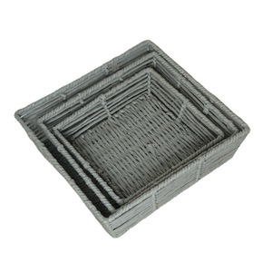 Handmade Grey Paper Woven Storage Basket Rectangle For Fruits <b>Vegetables</b> Snacks Living Room Home Use - Product Image 2