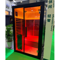Nueva Sauna de Infrarrojos Lejanos y Cercanos para 2 Personas, Sauna Seca Interior con Luz Roja, Control Remoto por WiFi y Altavoces Bluetooth para Spa en Casa