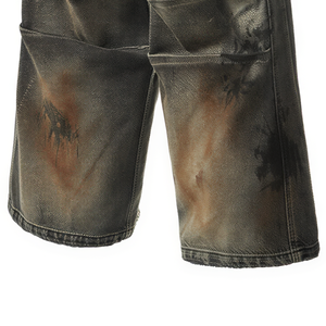 Jean droit vintage délavé et teint à la <span class=keywords><strong>boue</strong></span>, effet 3D plissé, haute qualité, sur mesure pour homme, coupe baggy pour homme, design pour femme - Product Image 5
