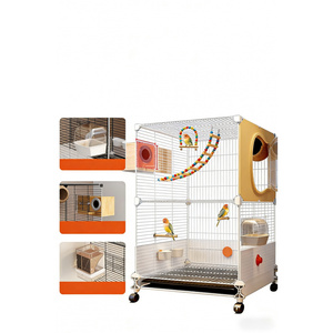 Gabbia per Uccelli e Pappagalli Extra Large di Lusso, Nuova Villa Anti-Schizzi in Metallo Ecologico, per Peonia, Piccolo Solare, Tigre, Quaker Barred - Product Image 2