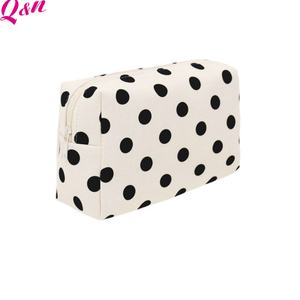 Maquillaje divertido de lunares de gran capacidad personalizado portátil para neceser bolsas de cosméticos de lona suave con cremallera para niñas y mujeres - Product Image 1