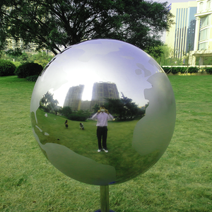 Fontana Moderna a <span class=keywords><strong>Sfera</strong></span> Illuminata in Acciaio Inossidabile, Grande <span class=keywords><strong>Sfera</strong></span> a Specchio per Arte da Giardino Esterno - Product Image 3