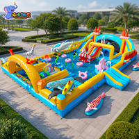 Château gonflable personnalisable, combo château gonflable et trampoline, château gonflable avec toboggan extérieur