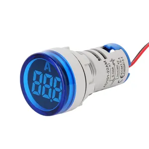 AC 22MM LED Digital Round Panel Digital Ampere Meter