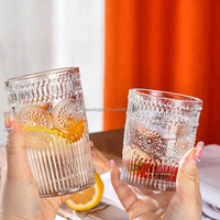 Tasses à thé en verre transparent épaissi classiques de 310 ml/380 ml, motif tournesol en relief, compatibles micro-ondes et lave-vaisselle, cadeau d'affaires