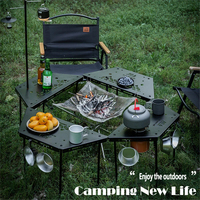 Table d'extérieur moderne, portable, empilable, trapézoïdale, meubles emboîtables, résistante aux intempéries, pliable, en fer métallique pour le camping