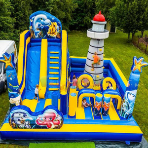 Parc d'attractions géant en plein air, aire de jeux pour enfants, structure gonflable avec toboggan, parc de jeux gonflable sur le thème de l'océan - Product Image 2