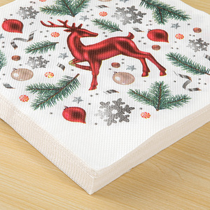 Neue grenzüberschreitende Weihnachts-Feiertags-Dekoservietten mit Elchmuster im Beutelstil, 20 Blatt, 4-fach gefaltet, aus Frischholz-Papier - Product Image 4