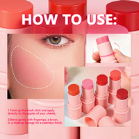 Barra de rubor en crema de 5 colores, rubor facial no grasoso, resistente al agua y de larga duración, tinte de mejillas altamente pigmentado para maquillaje diario