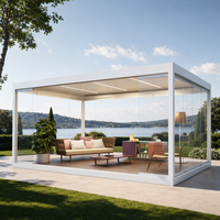 Pavillon motorisé intelligent en aluminium à persiennes en verre automatisées pour balcon, sommet de colline et espace de loisirs extérieur