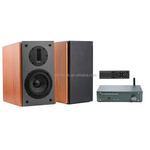 Samtronic Audio Leistungsverstärker, 200 W 2-Kanal-Verstärker Mini Hi-Fi Stereo-Empfänger plus 5,25 Zoll passiver Bücherregal-Lautsprecher