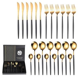 Promotion Luxury 4pcs 24 Pcs Gold Flatware Royal Wedding Tableware Set Stainless Steel Cutlery Box - Product Image 3