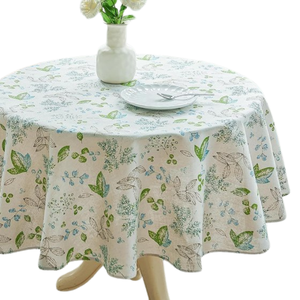 Nappe de table ronde | Nappe 100% coton imprimée de blocs personnalisés pour hôtels, banquets et événements | Couverture de style vintage - Product Image 1