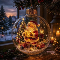 Ornement de Noël Lumineux, Boule Ronde en Acrylique, Décoration Suspendue pour Arbre, Idéal pour Cadeau de Fêtes