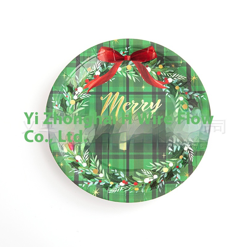 For Amazon Colorful Disposable Tableware for Christmas & Birthday Parties-Cross-Border Christmas Tree Paper Plate Bowl Cup