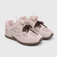 Baskets de course rétro pour femmes, grises, respirantes, à lacets, 3 cm, de l'usine de Wenzhou, prêtes à l'emploi (RTS), faible MOQ, OEM, ODM, personnalisables