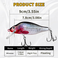 Appât Artificiel Rigide ABS OEM/ODM d'Usine 78mm 20g Luya Far Cast Ring Bead Rock Mino Bait Vente en Gros