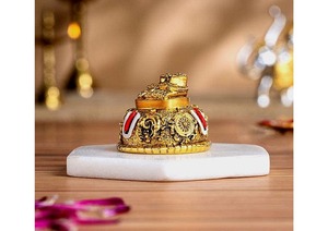 Idole religieuse hindoue décorative plaquée or Balaji Charan avec Shanku Chakra Namam de 2 pouces pour la décoration de la maison et du temple, cadeau - Product Image 3