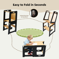 Tour pliable en bambou multifonction, design moderne, escabeau et aide-cuisine pour enfants avec tableau noir pour bébés et tout-petits