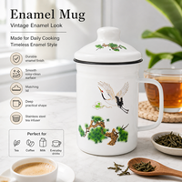 Mug à thé émaillé floral avec infuseur en fer pour thé en vrac, idéal pour le bureau et la maison, fournisseur OEM