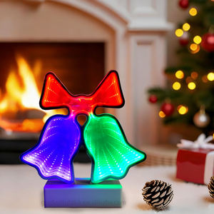 Letreros de Neón con Forma de Campana Acrílica 3D, Luz LED de Espejo con Lazo Rojo, Decoración de Mesa Navideña Ecológica para el Hogar, Dormitorio, Fiesta - Product Image 3