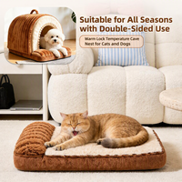 Vente en gros directe d'usine : Niche pour chat en peluche semi-fermée, nid douillet pour chat, lit d'intérieur pour animaux de compagnie, amovible et lavable, pour toutes les saisons